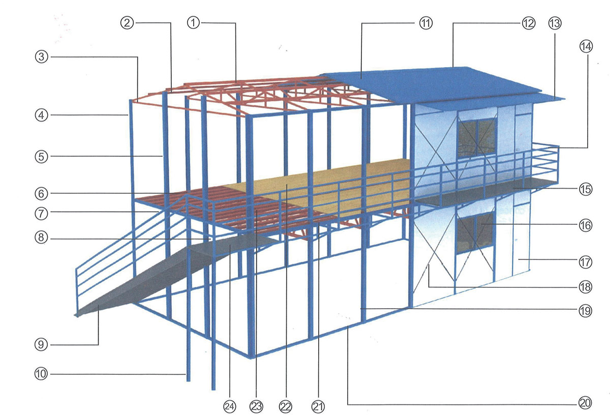 K System Building steel frame assembly diagram